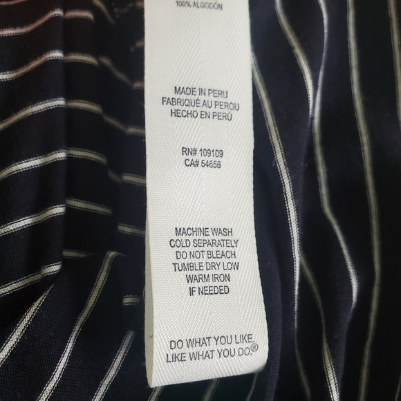 Vince Navy Blue Cotton Knit Striped Crew Neck Boxy Cut Long Sleeve T-Shirt S - Picture 11 of 12